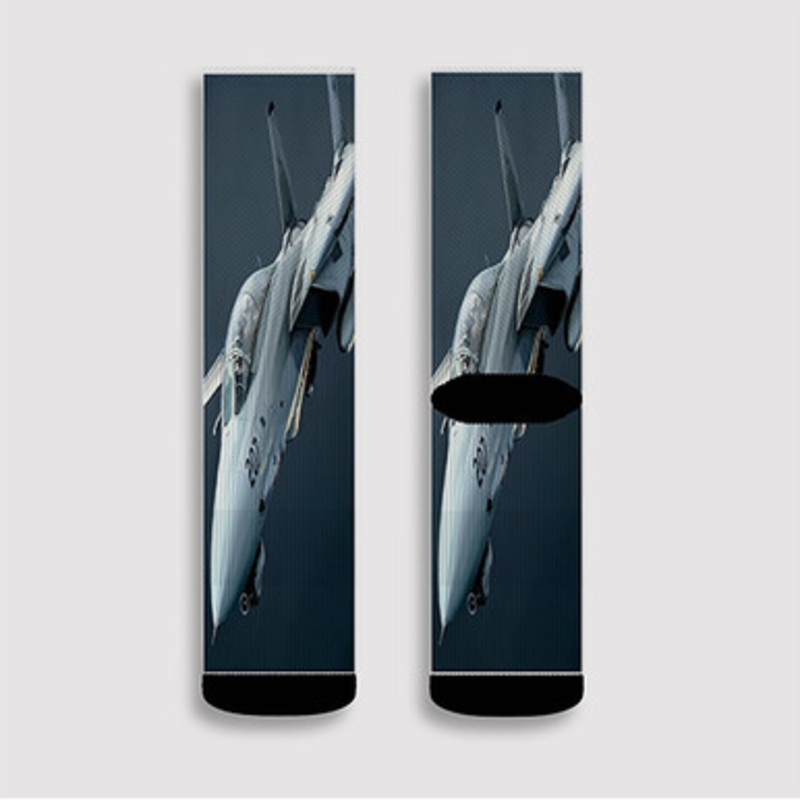Pastele F 14 Tomcat Jet Fighter Custom Socks Sublimation Awesome Printed Sports Elite Socks Polyester Cushioned Bottoms Gym Gymnastic Running Yoga School Skatebording Basketball Spandex