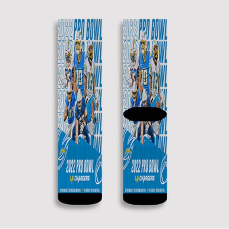 Pastele Los Angeles Chargers NFL 2022 Custom Socks Sublimation Awesome Printed Sports Elite Socks Polyester Cushioned Bottoms Gym Gymnastic Running Yoga School Skatebording Basketball Spandex