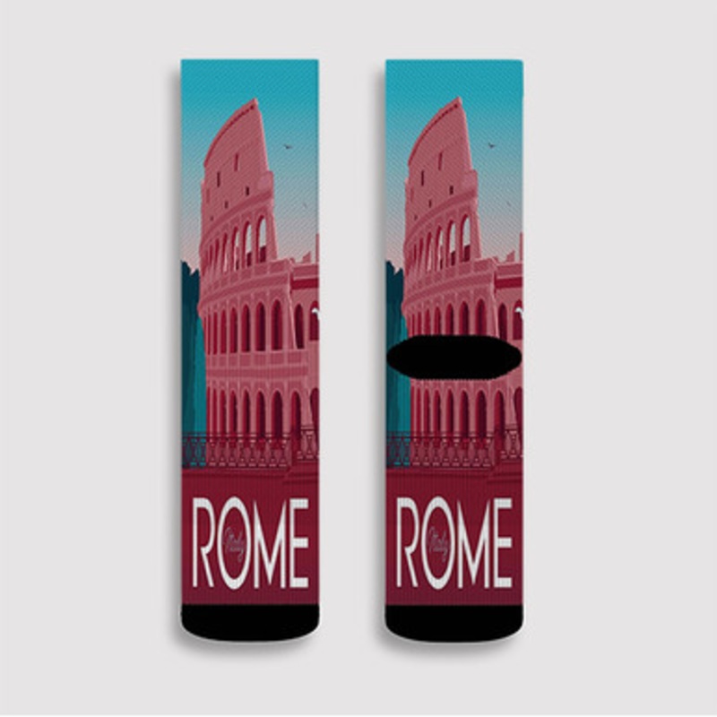 Pastele Rome Italy Custom Socks Sublimation Awesome Printed Sports Elite Socks Polyester Cushioned Bottoms Gym Gymnastic Running Yoga School Skatebording Basketball Spandex