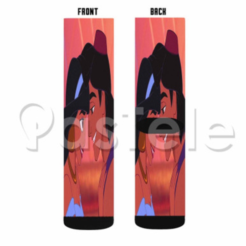 princess jasmine and aladdin Custom Personalized Sublimation Printed Socks Polyester Acrylic Nylon Spandex