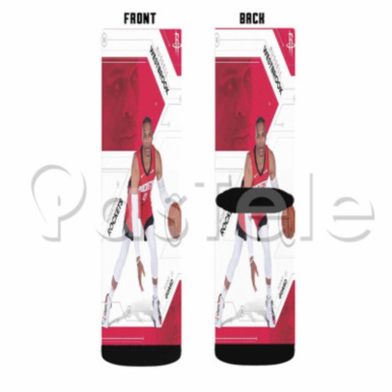 Russell Westbrook Houston Rockets NBA Custom Personalized Sublimation Printed Socks Polyester Acrylic Nylon Spandex