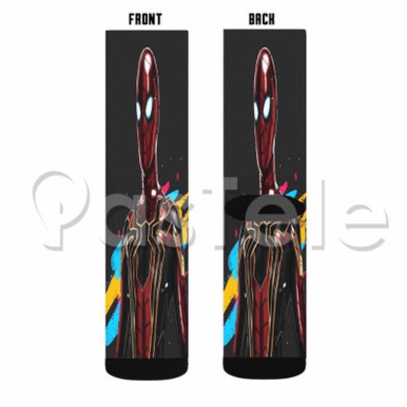 Spiderman Avengers Custom Personalized Sublimation Printed Socks Polyester Acrylic Nylon Spandex