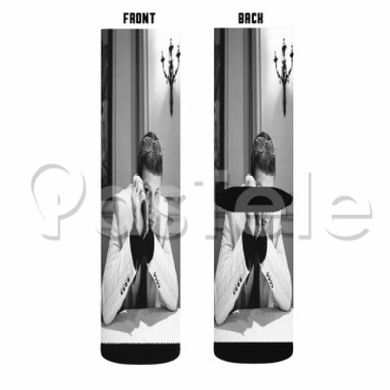 Yung Lean Blue Plastic Custom Personalized Sublimation Printed Socks Polyester Acrylic Nylon Spandex