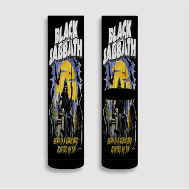 Pastele Black Sabbath Born In Graveyard Custom Socks Sublimation Awesome Printed Sports Elite Socks Polyester Cushioned Bottoms Gym Gymnastic Running Yoga School Skatebording Basketball Spandex
