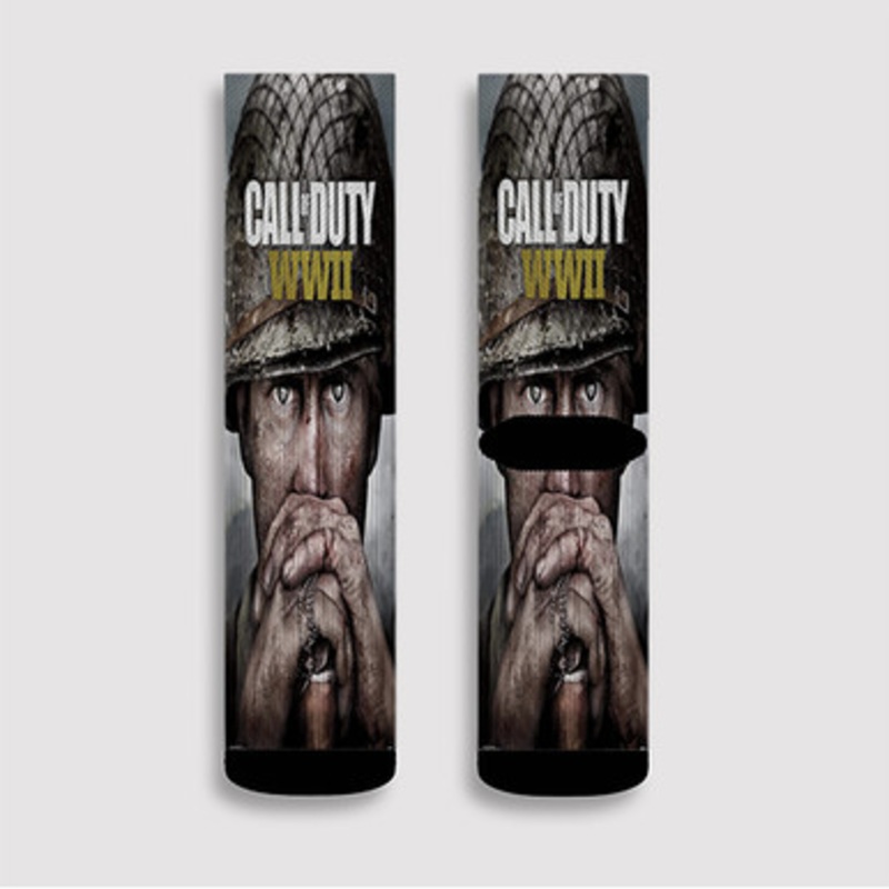Pastele Call Of Duty WWII Custom Socks Sublimation Awesome Printed Sports Elite Socks Polyester Cushioned Bottoms Gym Gymnastic Running Yoga School Skatebording Basketball Spandex
