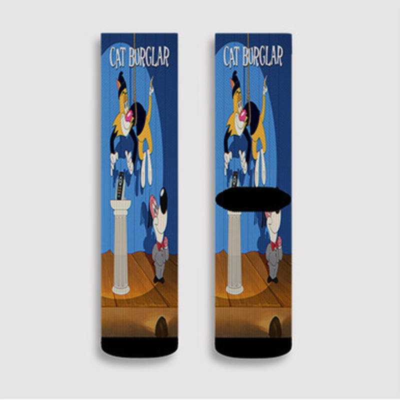 Pastele Cat Burglar Custom Socks Sublimation Awesome Printed Sports Elite Socks Polyester Cushioned Bottoms Gym Gymnastic Running Yoga School Skatebording Basketball Spandex