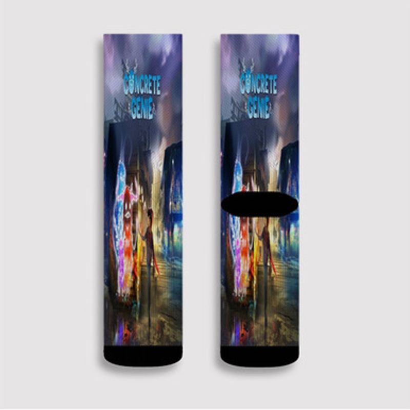 Pastele Concrete Genie Custom Socks Sublimation Awesome Printed Sports Elite Socks Polyester Cushioned Bottoms Gym Gymnastic Running Yoga School Skatebording Basketball Spandex
