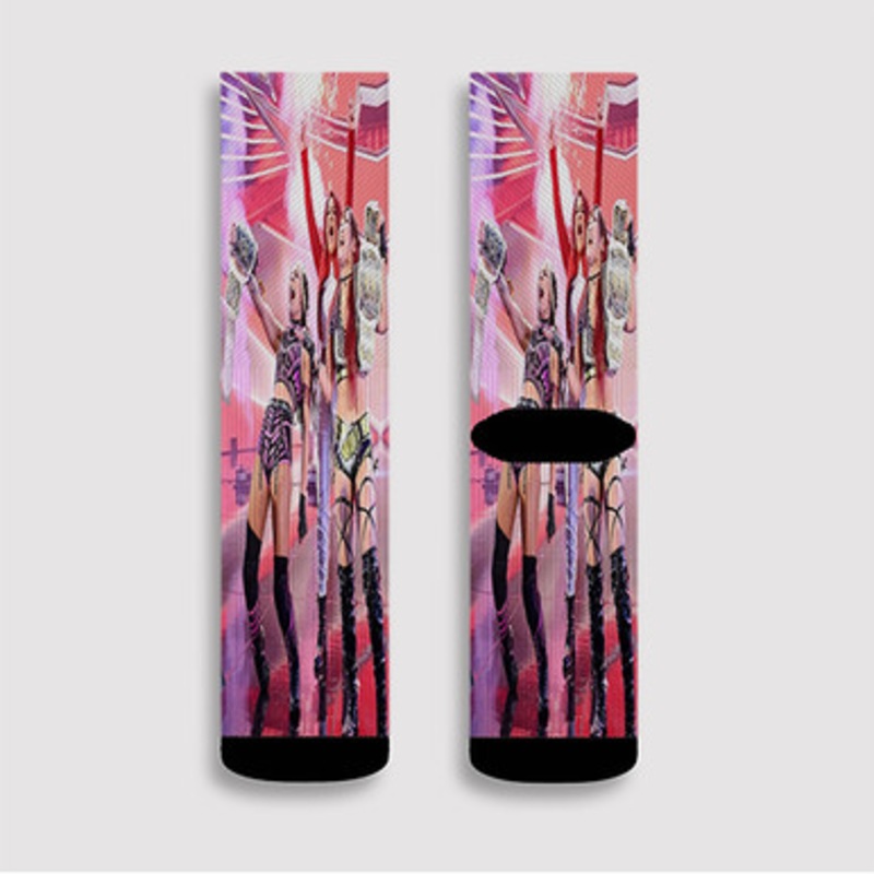 Pastele Damage CTRL WWE Wrestle Mania Custom Socks Sublimation Awesome Printed Sports Elite Socks Polyester Cushioned Bottoms Gym Gymnastic Running Yoga School Skatebording Basketball Spandex