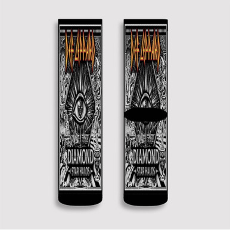 Pastele Def Leppard Diamond Star Halos Custom Socks Sublimation Awesome Printed Sports Elite Socks Polyester Cushioned Bottoms Gym Gymnastic Running Yoga School Skatebording Basketball Spandex