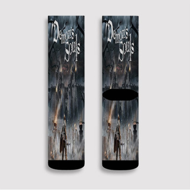 Pastele Demon s Souls Custom Socks Sublimation Awesome Printed Sports Elite Socks Polyester Cushioned Bottoms Gym Gymnastic Running Yoga School Skatebording Basketball Spandex