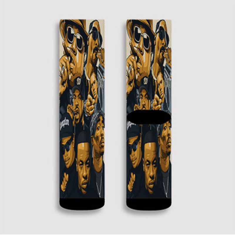 Pastele Eminem Tupac Biggie Snoop Dogg Ice Cube Custom Socks Sublimation Awesome Printed Sports Elite Socks Polyester Cushioned Bottoms Gym Gymnastic Running Yoga School Skatebording Basketball Spandex