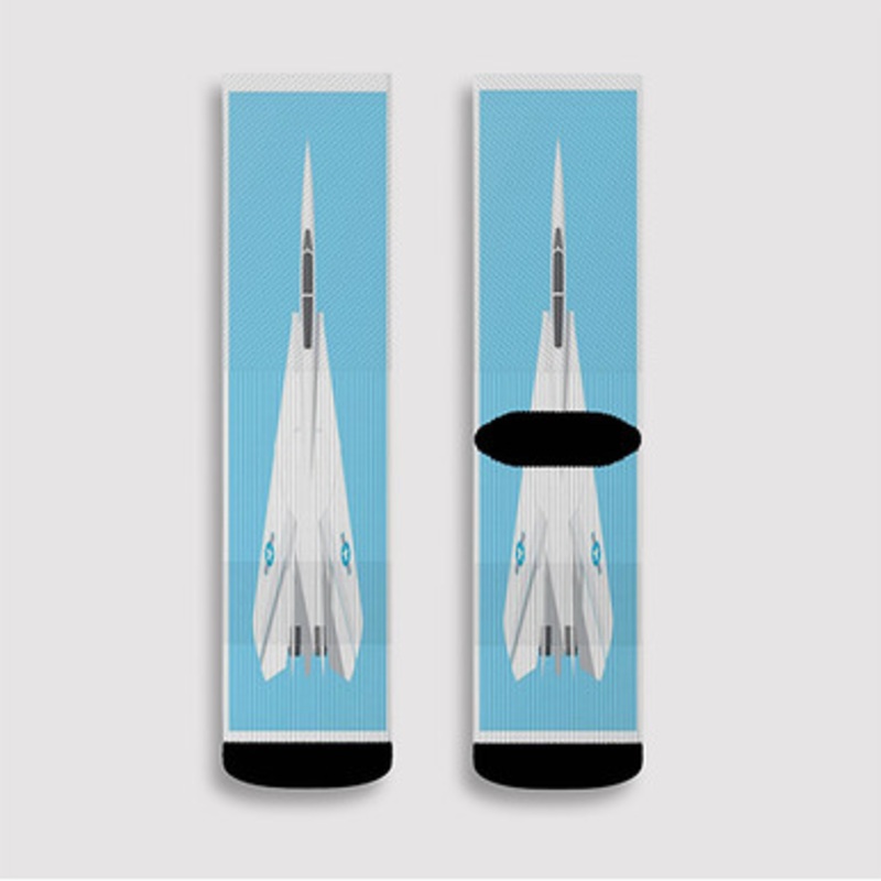 Pastele F 14 Tomcat Jet Custom Socks Sublimation Awesome Printed Sports Elite Socks Polyester Cushioned Bottoms Gym Gymnastic Running Yoga School Skatebording Basketball Spandex