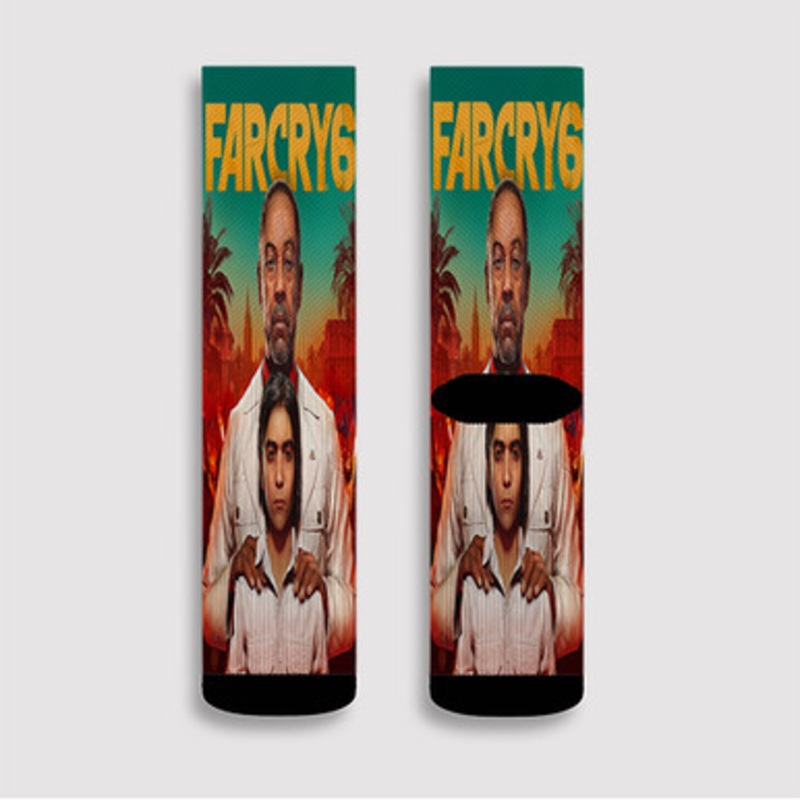 Pastele Far Cry 6 Custom Socks Sublimation Awesome Printed Sports Elite Socks Polyester Cushioned Bottoms Gym Gymnastic Running Yoga School Skatebording Basketball Spandex