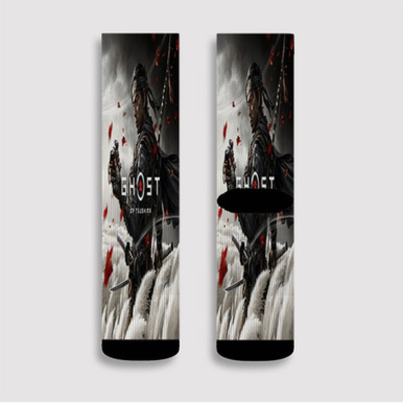 Pastele Ghost of Thushima Custom Socks Sublimation Awesome Printed Sports Elite Socks Polyester Cushioned Bottoms Gym Gymnastic Running Yoga School Skatebording Basketball Spandex