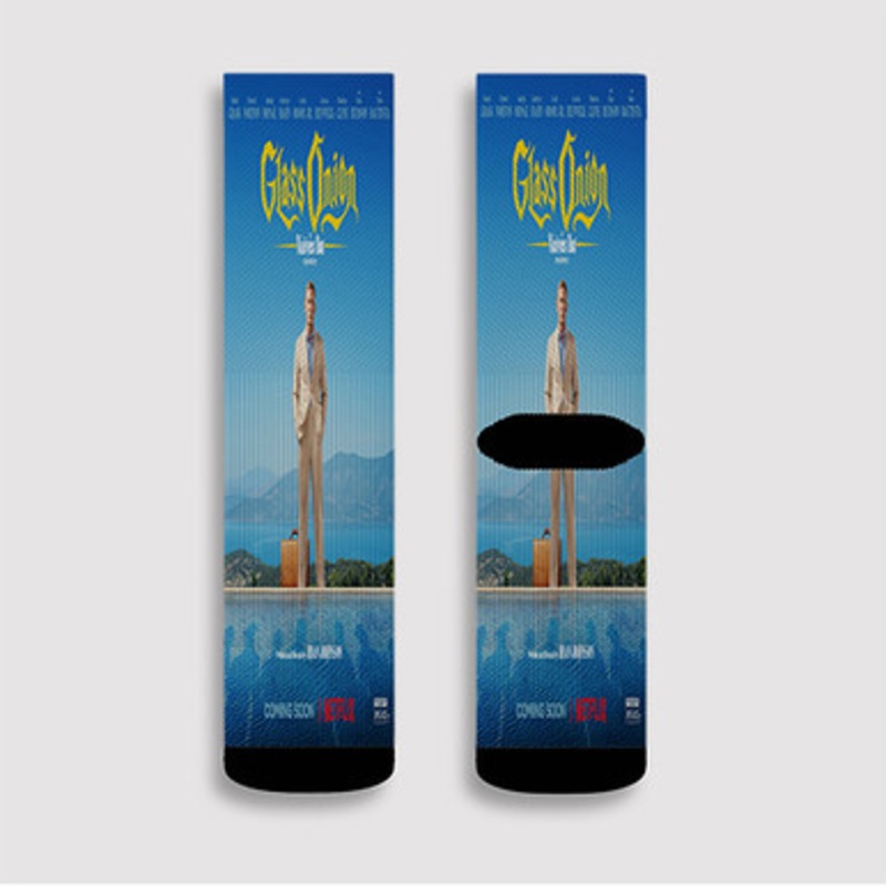 Pastele Glass Onion A Knives Out Mystery Custom Socks Sublimation Awesome Printed Sports Elite Socks Polyester Cushioned Bottoms Gym Gymnastic Running Yoga School Skatebording Basketball Spandex