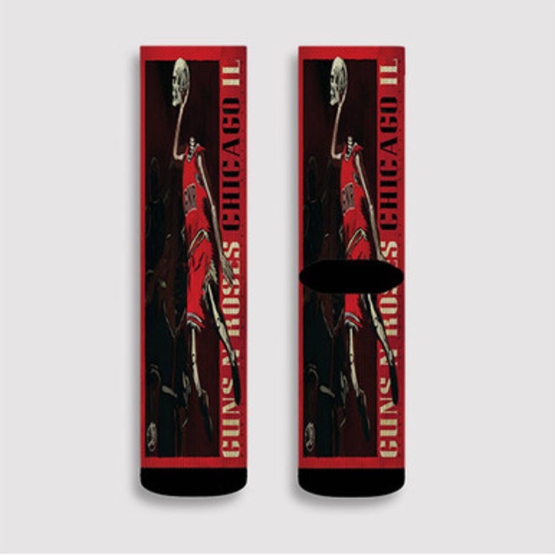 Pastele Guns N Roses Chicago Custom Socks Sublimation Awesome Printed Sports Elite Socks Polyester Cushioned Bottoms Gym Gymnastic Running Yoga School Skatebording Basketball Spandex