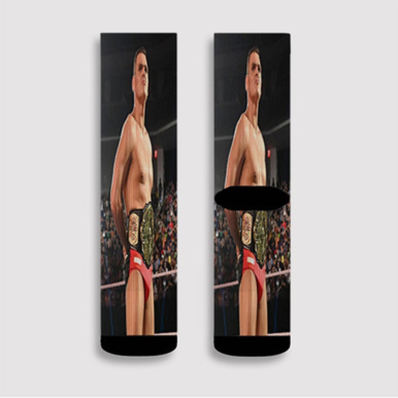 Pastele Gunther WWE Wrestle Mania Custom Socks Sublimation Awesome Printed Sports Elite Socks Polyester Cushioned Bottoms Gym Gymnastic Running Yoga School Skatebording Basketball Spandex