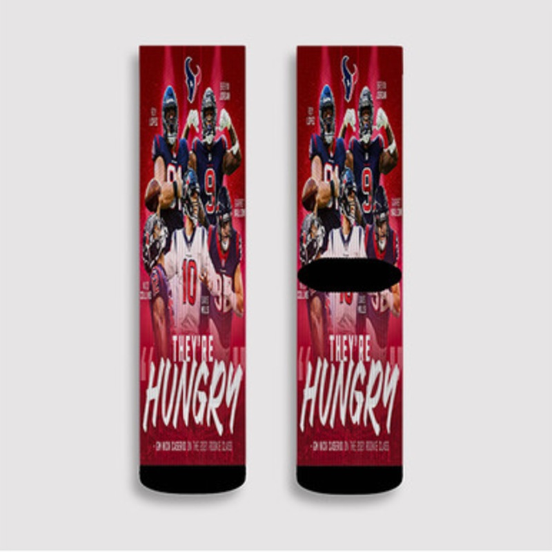 Pastele Houston Texans NFL 2022 Custom Socks Sublimation Awesome Printed Sports Elite Socks Polyester Cushioned Bottoms Gym Gymnastic Running Yoga School Skatebording Basketball Spandex