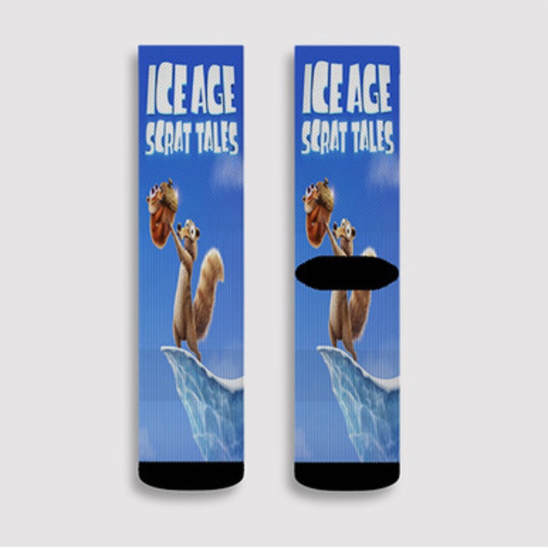 Pastele Ice Age Scrat Tales Custom Socks Sublimation Awesome Printed Sports Elite Socks Polyester Cushioned Bottoms Gym Gymnastic Running Yoga School Skatebording Basketball Spandex