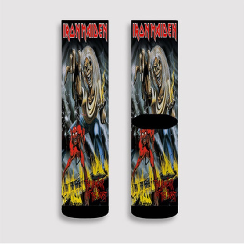 Pastele Iron Maiden The Number of The Beast Custom Socks Sublimation Awesome Printed Sports Elite Socks Polyester Cushioned Bottoms Gym Gymnastic Running Yoga School Skatebording Basketball Spandex