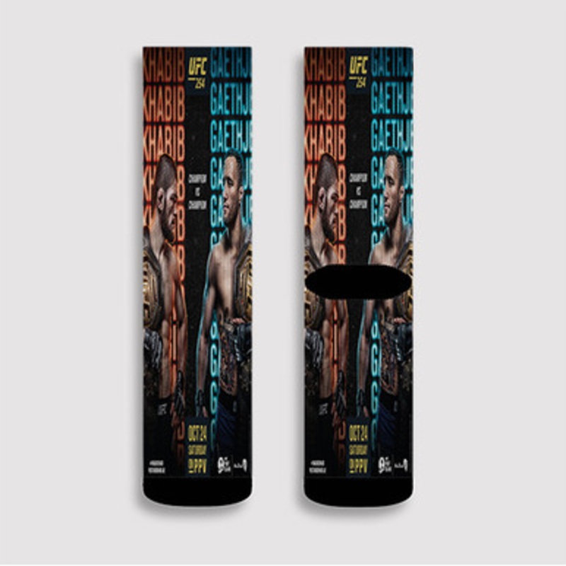 Pastele Khabib Nurmagomedov VS Justi Gaethje Custom Socks Sublimation Awesome Printed Sports Elite Socks Polyester Cushioned Bottoms Gym Gymnastic Running Yoga School Skatebording Basketball Spandex