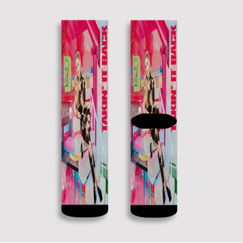 Pastele Meghan Trainor Takin It Back Custom Socks Sublimation Awesome Printed Sports Elite Socks Polyester Cushioned Bottoms Gym Gymnastic Running Yoga School Skatebording Basketball Spandex