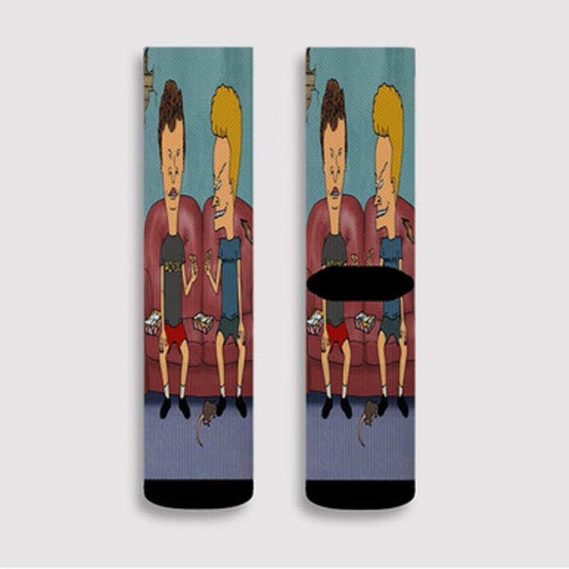 Pastele Mike Judge s Beavis and Butt Head Custom Socks Sublimation Awesome Printed Sports Elite Socks Polyester Cushioned Bottoms Gym Gymnastic Running Yoga School Skatebording Basketball Spandex