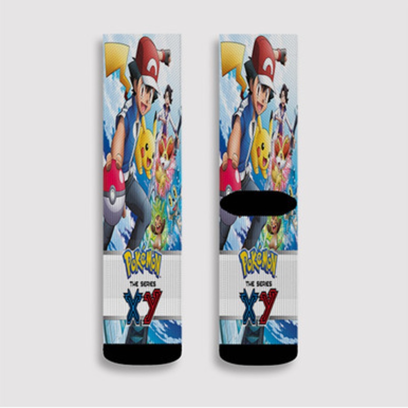 Pastele Pokemon XY The Series Custom Socks Sublimation Awesome Printed Sports Elite Socks Polyester Cushioned Bottoms Gym Gymnastic Running Yoga School Skatebording Basketball Spandex