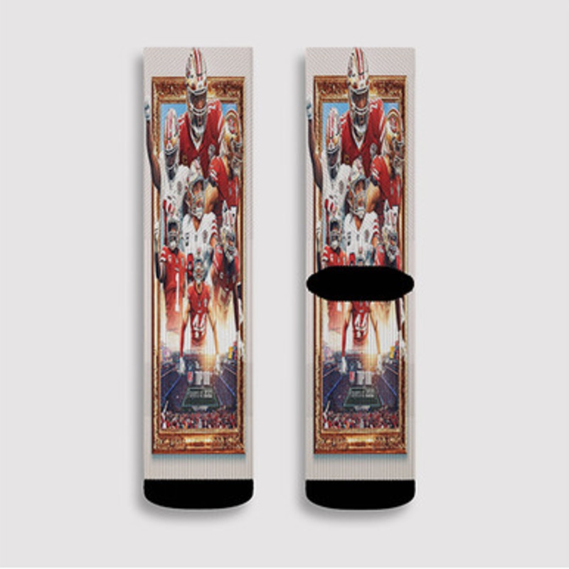 Pastele San Francisco 49ers NFL 2022 Custom Socks Sublimation Awesome Printed Sports Elite Socks Polyester Cushioned Bottoms Gym Gymnastic Running Yoga School Skatebording Basketball Spandex
