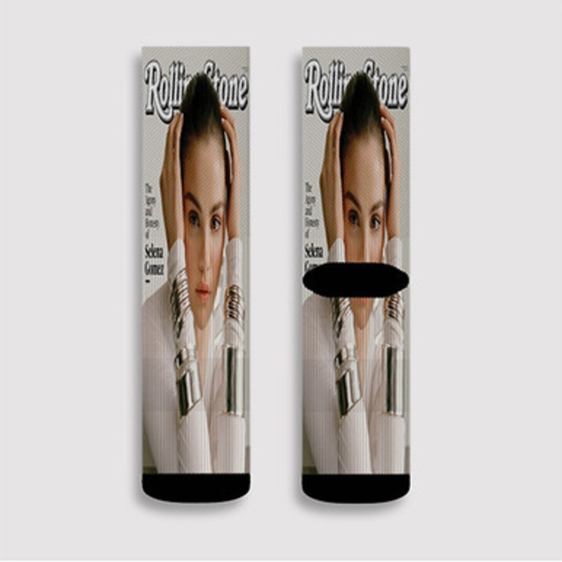 Pastele Selena Gomez Rolling Stone Custom Socks Sublimation Awesome Printed Sports Elite Socks Polyester Cushioned Bottoms Gym Gymnastic Running Yoga School Skatebording Basketball Spandex