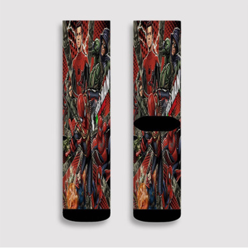 Pastele Spider Man No Way Home Custom Socks Sublimation Awesome Printed Sports Elite Socks Polyester Cushioned Bottoms Gym Gymnastic Running Yoga School Skatebording Basketball Spandex