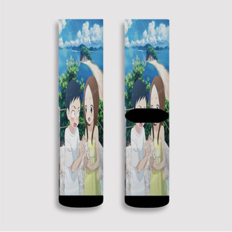 Pastele Teasing Master Takagi san The Movie Custom Socks Sublimation Awesome Printed Sports Elite Socks Polyester Cushioned Bottoms Gym Gymnastic Running Yoga School Skatebording Basketball Spandex