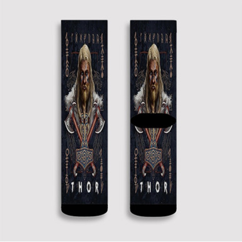 Pastele Thor Asgard Custom Socks Sublimation Awesome Printed Sports Elite Socks Polyester Cushioned Bottoms Gym Gymnastic Running Yoga School Skatebording Basketball Spandex
