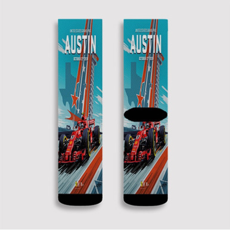 Pastele US Grand Prix Austin Custom Socks Sublimation Awesome Printed Sports Elite Socks Polyester Cushioned Bottoms Gym Gymnastic Running Yoga School Skatebording Basketball Spandex