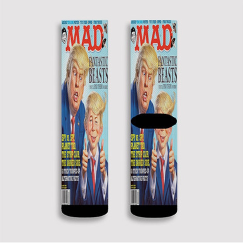Pastele Alfred E Neuman Donald Trump Custom Socks Sublimation Awesome Printed Sports Elite Socks Polyester Cushioned Bottoms Gym Gymnastic Running Yoga School Skatebording Basketball Spandex
