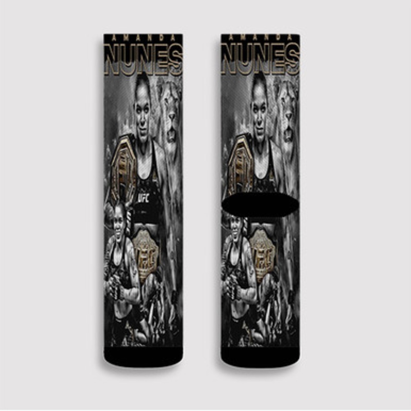 Pastele Amanda Nunes UFC Custom Socks Sublimation Awesome Printed Sports Elite Socks Polyester Cushioned Bottoms Gym Gymnastic Running Yoga School Skatebording Basketball Spandex