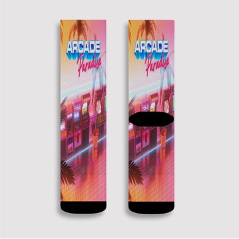 Pastele Arcade Paradise Custom Socks Sublimation Awesome Printed Sports Elite Socks Polyester Cushioned Bottoms Gym Gymnastic Running Yoga School Skatebording Basketball Spandex