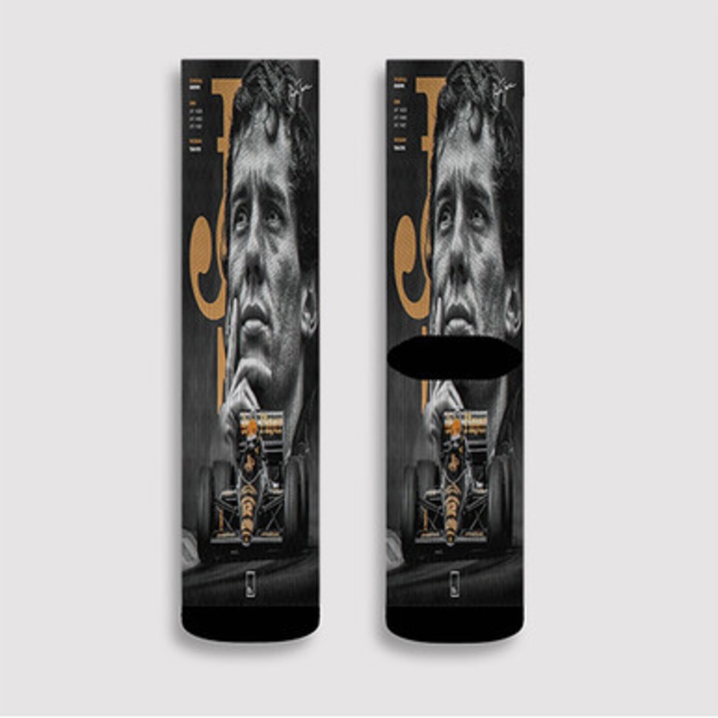 Pastele Ayrton Senna F1 Legend Custom Socks Sublimation Awesome Printed Sports Elite Socks Polyester Cushioned Bottoms Gym Gymnastic Running Yoga School Skatebording Basketball Spandex
