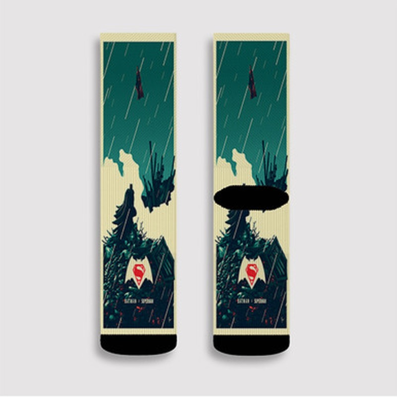 Pastele Batman V Superman Custom Socks Sublimation Awesome Printed Sports Elite Socks Polyester Cushioned Bottoms Gym Gymnastic Running Yoga School Skatebording Basketball Spandex