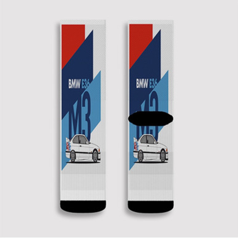 Pastele BMW E36 M3 Custom Socks Sublimation Awesome Printed Sports Elite Socks Polyester Cushioned Bottoms Gym Gymnastic Running Yoga School Skatebording Basketball Spandex