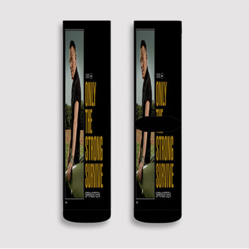 Pastele Bruce Springsteen Only The Strong Survive Custom Socks Sublimation Awesome Printed Sports Elite Socks Polyester Cushioned Bottoms Gym Gymnastic Running Yoga School Skatebording Basketball Spandex