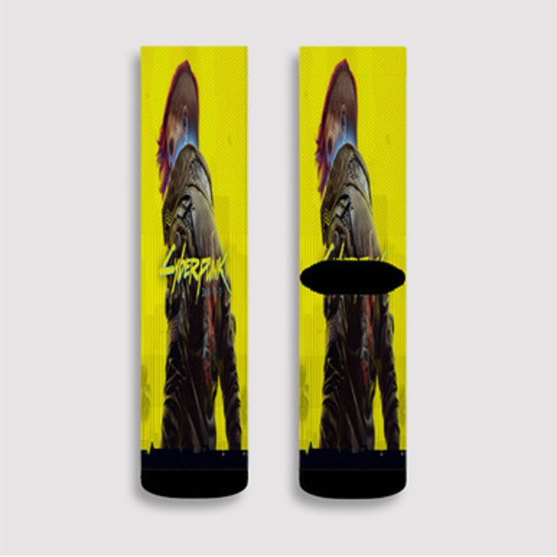 Pastele Cyberpunk 2077 PS5 Custom Socks Sublimation Awesome Printed Sports Elite Socks Polyester Cushioned Bottoms Gym Gymnastic Running Yoga School Skatebording Basketball Spandex