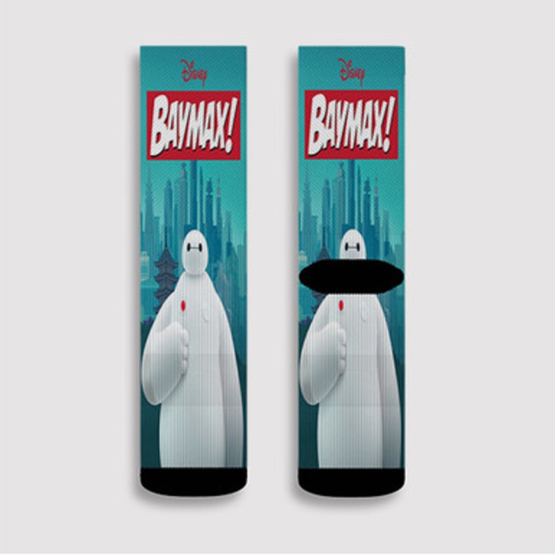 Pastele Disney Baymax Custom Socks Sublimation Awesome Printed Sports Elite Socks Polyester Cushioned Bottoms Gym Gymnastic Running Yoga School Skatebording Basketball Spandex