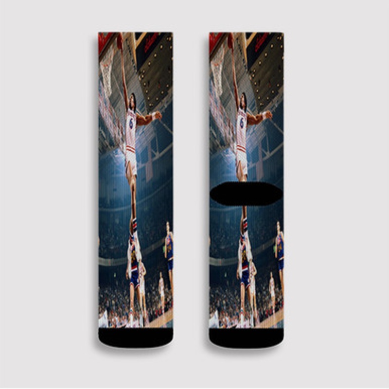Pastele Dr J Dunk Custom Socks Sublimation Awesome Printed Sports Elite Socks Polyester Cushioned Bottoms Gym Gymnastic Running Yoga School Skatebording Basketball Spandex