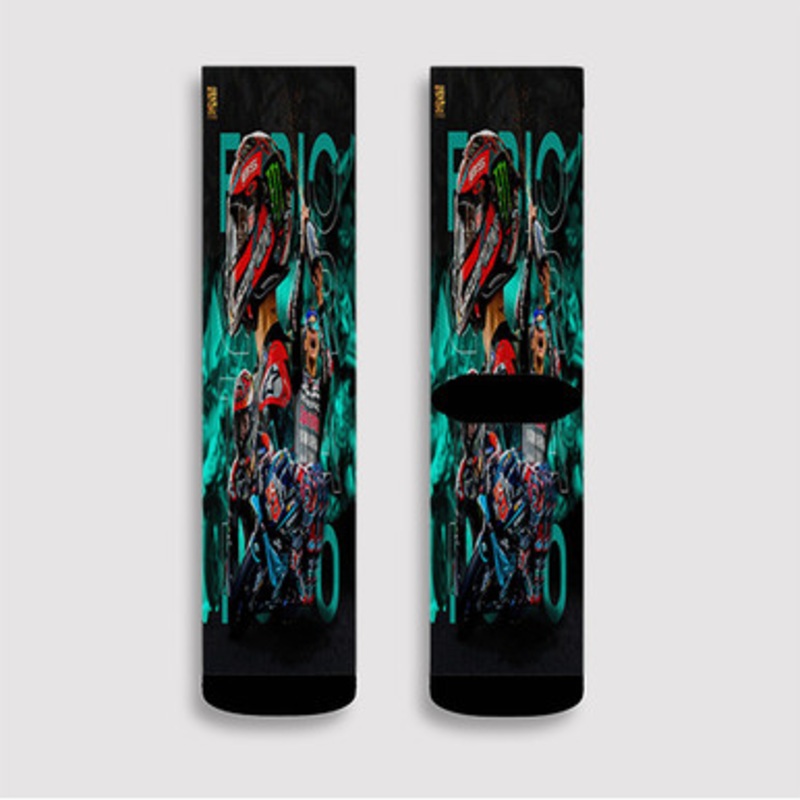 Pastele Fabio Quartararo Custom Socks Sublimation Awesome Printed Sports Elite Socks Polyester Cushioned Bottoms Gym Gymnastic Running Yoga School Skatebording Basketball Spandex