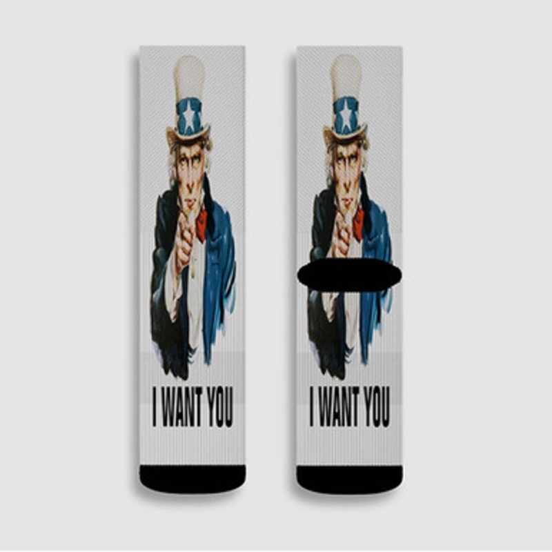 Pastele I Want You Poster Custom Socks Sublimation Awesome Printed Sports Elite Socks Polyester Cushioned Bottoms Gym Gymnastic Running Yoga School Skatebording Basketball Spandex
