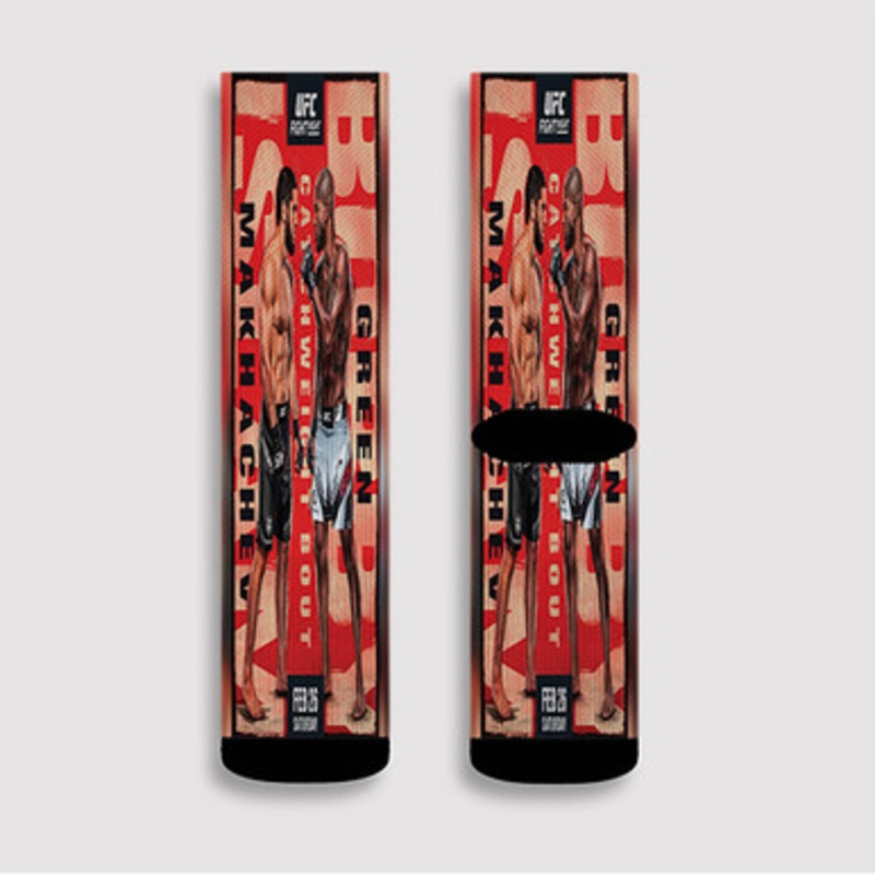 Pastele Islam Makhachev VS Bobby Green jpeg Custom Socks Sublimation Awesome Printed Sports Elite Socks Polyester Cushioned Bottoms Gym Gymnastic Running Yoga School Skatebording Basketball Spandex