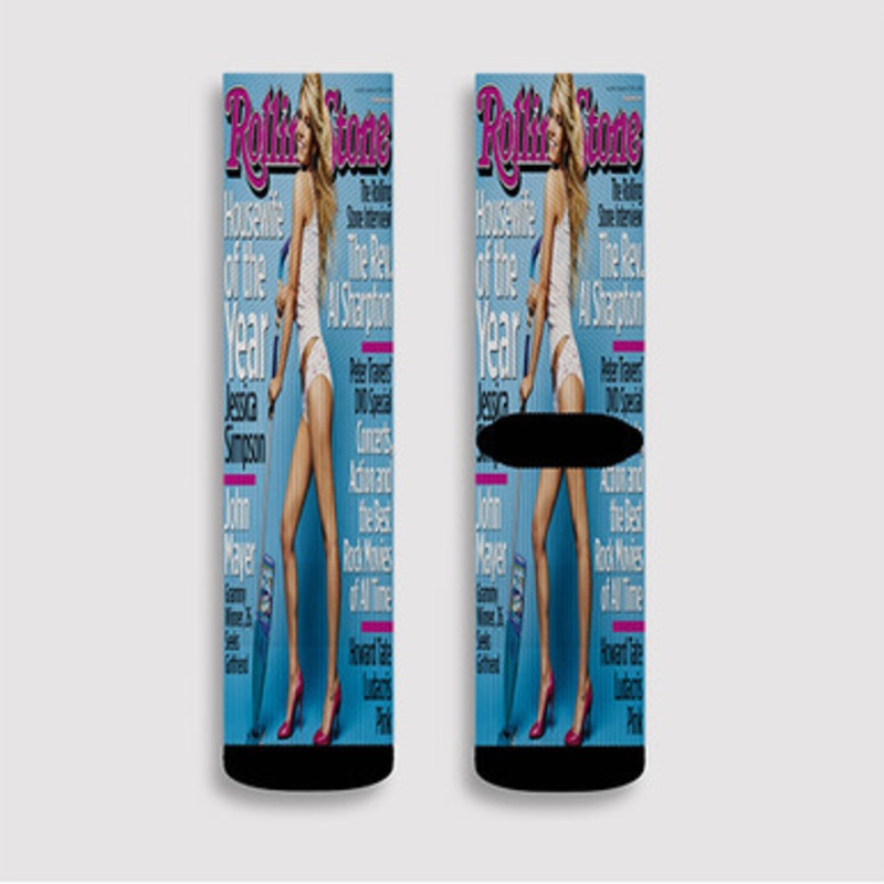 Pastele Jessica Simpson Rolling Stone Custom Socks Sublimation Awesome Printed Sports Elite Socks Polyester Cushioned Bottoms Gym Gymnastic Running Yoga School Skatebording Basketball Spandex