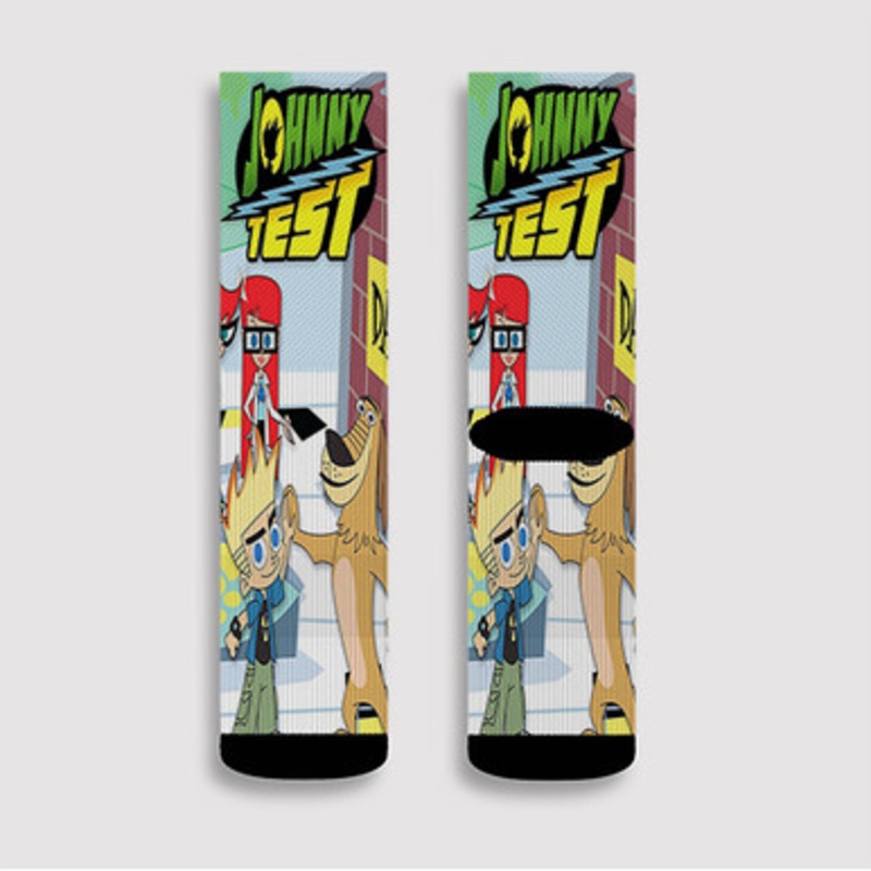 Pastele Johnny Test Custom Socks Sublimation Awesome Printed Sports Elite Socks Polyester Cushioned Bottoms Gym Gymnastic Running Yoga School Skatebording Basketball Spandex