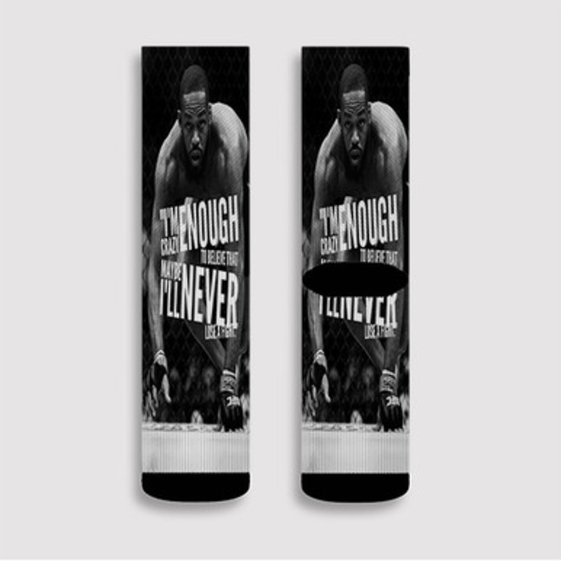 Pastele Jon Jones Quotes Custom Socks Sublimation Awesome Printed Sports Elite Socks Polyester Cushioned Bottoms Gym Gymnastic Running Yoga School Skatebording Basketball Spandex